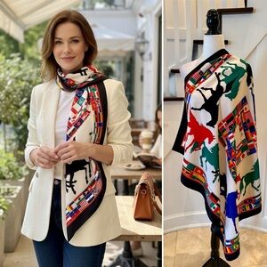 Vintage Silky Equestrian Scarf